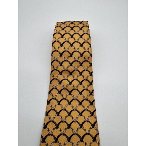 BROOKS BROTHER Men's 100% Silk Classic Necktie Made In U.S.A Yellow - Picture 3 of 7